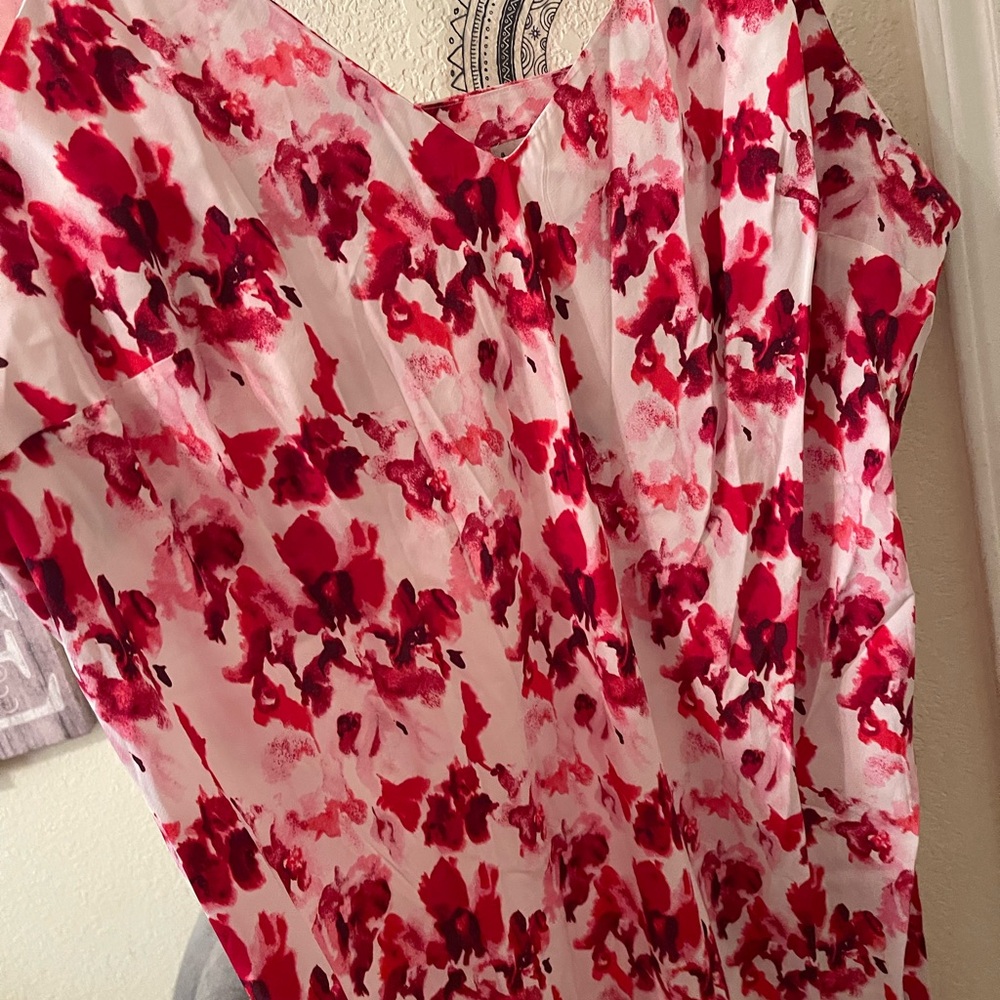 Plus Size Womens sleeveless Floral pink and White Midi Dress size 4X NEW - Picture 6 of 12